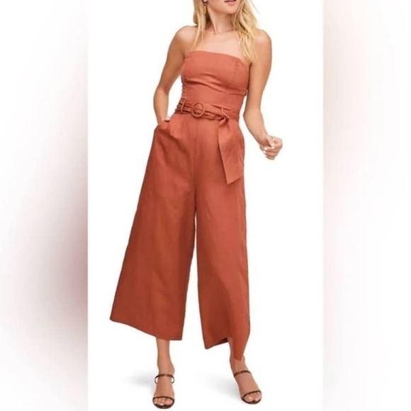 NWOT ASTR The Label Kona Strapless Wide Leg Crop Jumpsuit S - Picture 2 of 9